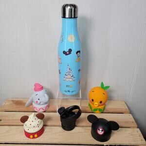 Disney Stainless Steel 10" Bottle w/ 4 Lid Toppers and Drinking Spout